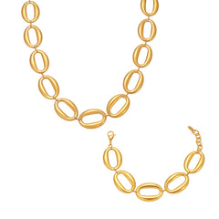 Polished Oval Link Necklace and Bracelet