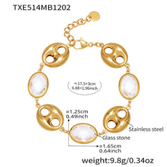 Oval Glass Accent Link Necklace or Bracelet