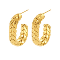 Woven Texture Two-Tone Hoop Earrings