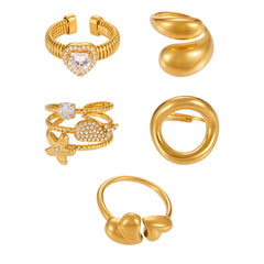 18K Gold-Plated Sculptural Open Ring Designs