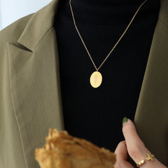 Birth Flower Oval Pendant Necklace