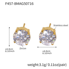Round Cubic Zirconia Stud Earrings