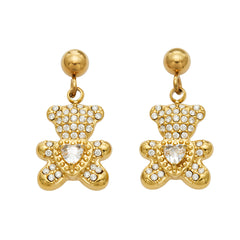 Cubic Zirconia Bear Drop Earrings