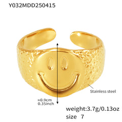 Gold-Tone Textured Stainless Steel Open Rings