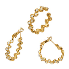 Cubic Zirconia Open Ring & Hoop Earrings