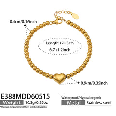 Heart Bead or Stone-Accent Chain Bracelet