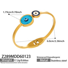 Evil Eye and Natural Stone Open Bangle Collection
