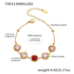 Faceted Round Glass Stone Necklace, Bracelet & Earrings