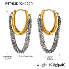 Layered Chain Drop Hoop Earrings