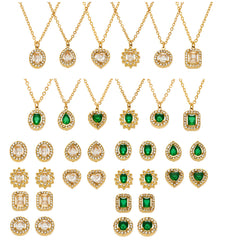 Cubic Zirconia or Green Glass Pendant Jewelry