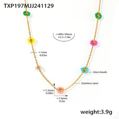 Glass Flower Bead Necklace & Bracelet