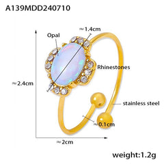 Gold-Tone Iridescent Stone Open Ring