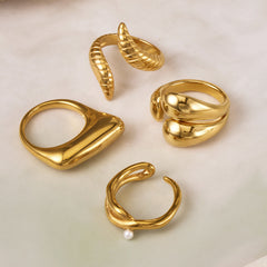 Sculptural Curved Stainless Steel Ring Designs