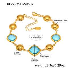 18K Gold-Plated Faceted Glass Link Bracelet