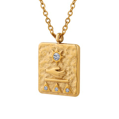 18K Gold-Plated Sun Relief Pendant Necklace