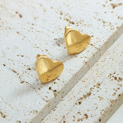 Minimal Polished Heart Stud Earrings