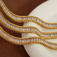 Cubic Zirconia Textured Link Bracelet