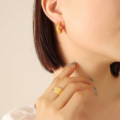 Cubic Zirconia and Pearl-Look Hoop Earrings