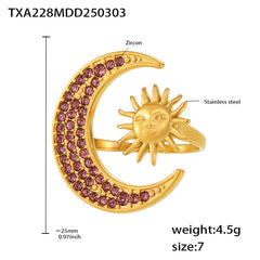 Sun and Crescent Cubic Zirconia Necklace or Ring