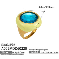 Enamel Flower Stone Statement Ring