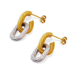 Two-Tone Interlocking Oval Stud Earrings