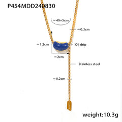 Enamel Bean Pendant Lariat Necklace