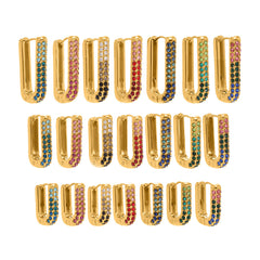 18K Gold-Plated Colored Cubic Zirconia U-Hoops
