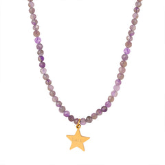 Amazonite Star Pendant Beaded Necklace