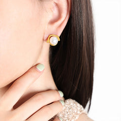 Pearl-Look Sculptural Stud Earrings