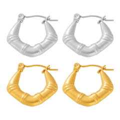 Bamboo-Texture Stainless Steel U-Hoop Earrings