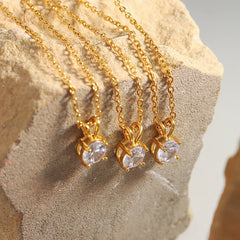 Round Cubic Zirconia Pendant Necklace