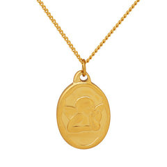 18K Gold-Plated Oval Angel Pendant Necklace