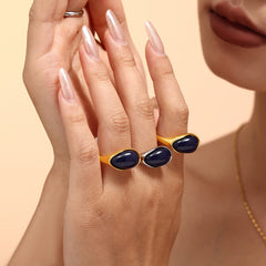 Blue Resin Teardrop Open Ring
