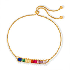Rainbow Cubic Zirconia Sliding Anklet