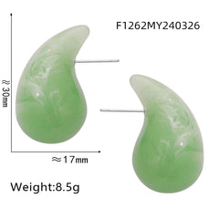 Colorful Resin Teardrop Stud Earrings