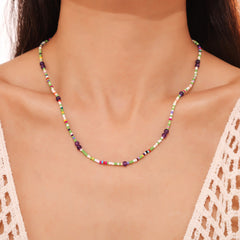 Multicolor Natural Stone Fine Bead Necklace