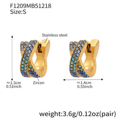 18K Gold-Plated X-Design Cubic Zirconia Hoop Earrings
