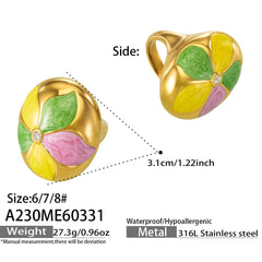 Colorful Enamel Sculptural Statement Rings