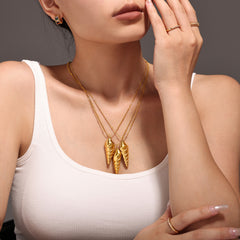 Conch Pendant Necklace or Flat Layering Chain