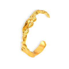 18K Gold-Plated Hammered Open Cuff Bracelet