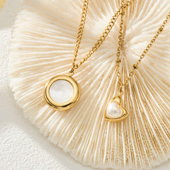 18K Gold-Plated Shell or Pearl-Look Pendant Necklace