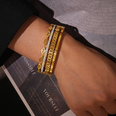 18K Gold-Plated Layered Chain Detail Bangle