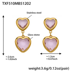 18K Gold-Plated Faceted Glass Heart Jewelry