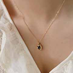 Camille Vintage-Inspired Black Agate Oval Choker Necklace