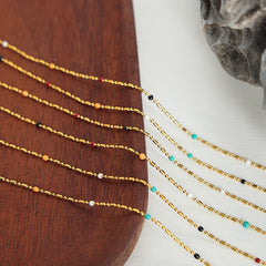 Gold-Tone Colorful Bead Chain Necklace
