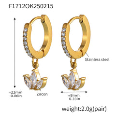 18K Gold-Plated Clover Cubic Zirconia Drop Hoops