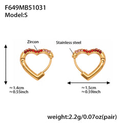 18K Gold-Plated Heart Cubic Zirconia Hoop Earrings