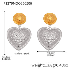 18K Gold-Plated Textured Heart Drop Earrings