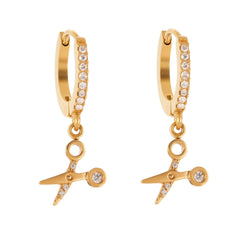 18K Gold-Plated Cubic Zirconia Charm Hoop Designs