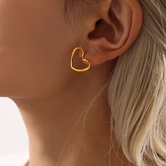 18K Gold-Plated Open Heart Stud Earrings